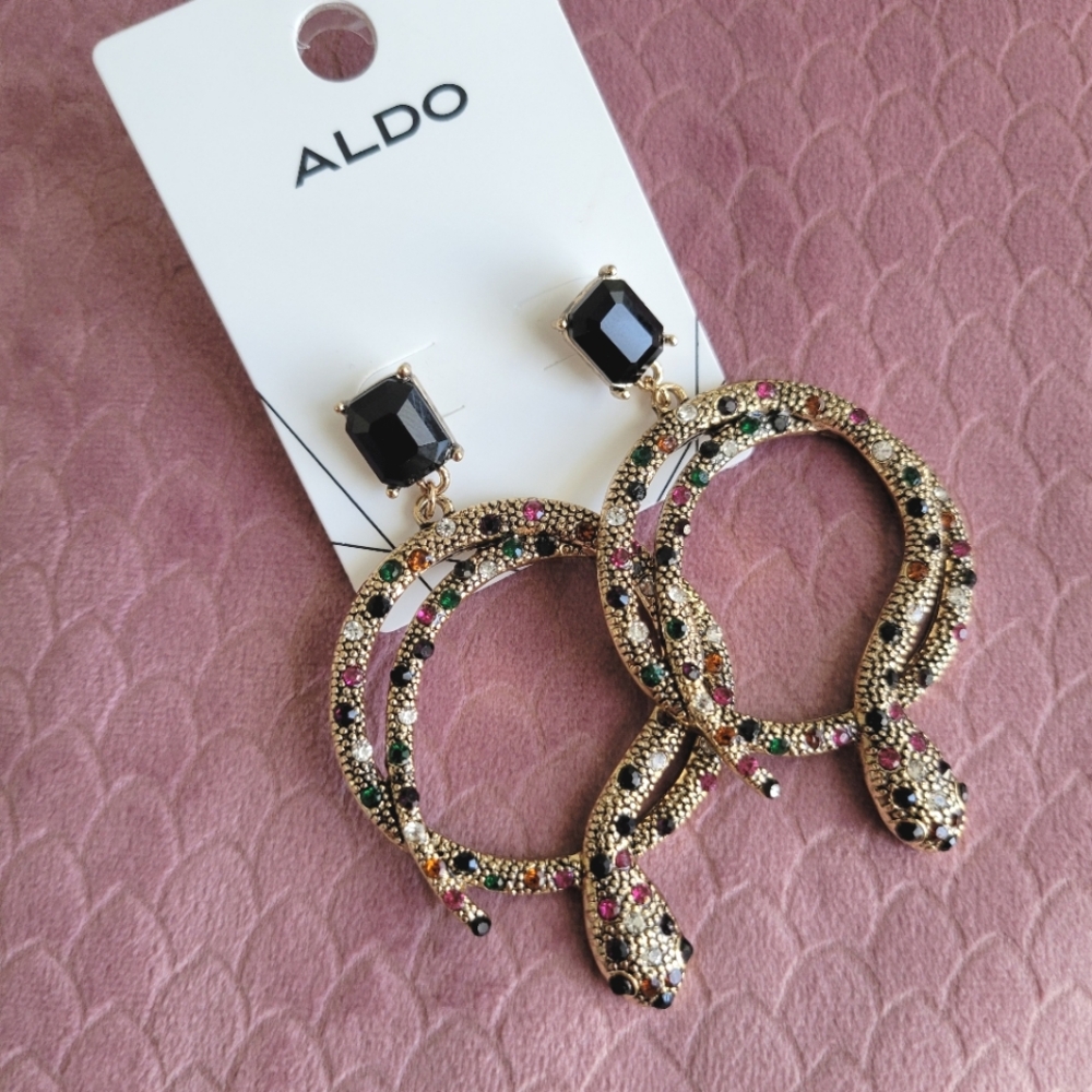 ALDO gold snake gem earrings